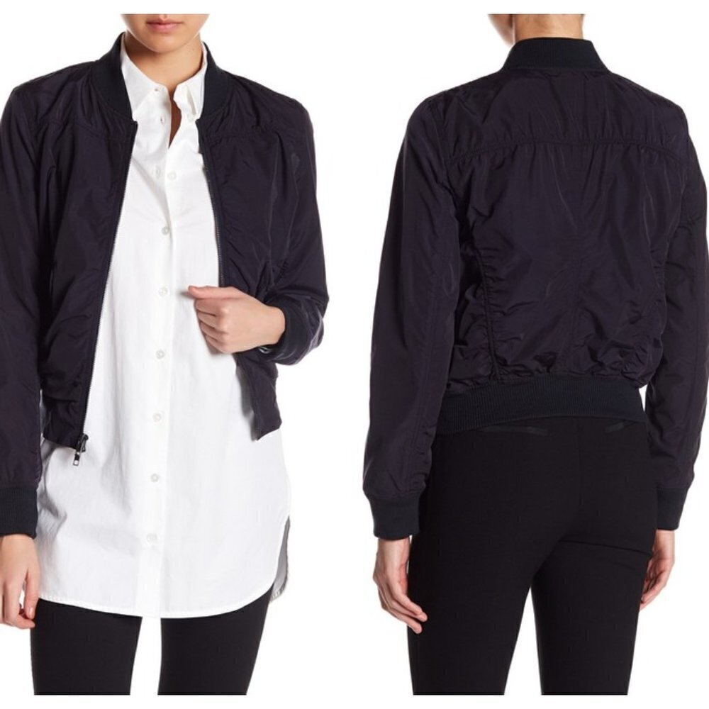 VINCE Washed Shrunken Bomber Jacket (XS)